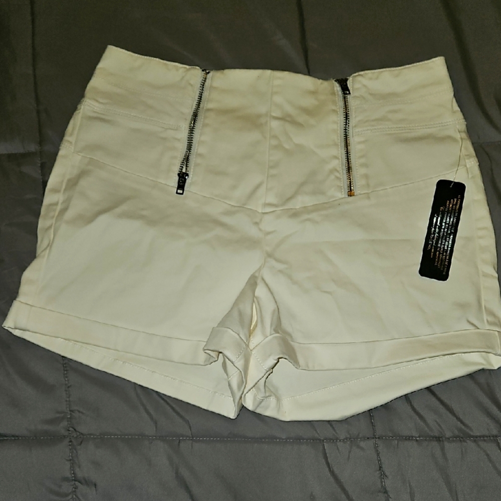 Bebe Cream High Waist Shorts